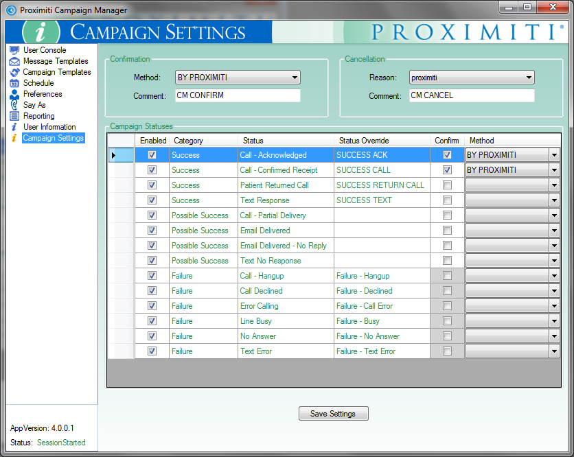 Campaign Settings for AdvancedMD updates